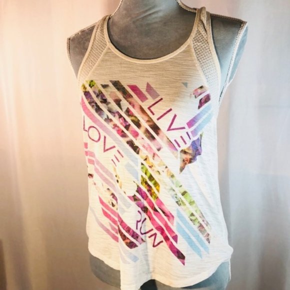 LIVE LOVE DREAM RUN Cute Spellout Striped Tank Top - Picture 1 of 8